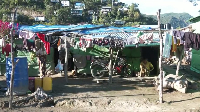 အိန္ဒိယနိုင်ငံ၊ မီဇိုရမ်ပြည်နယ်အတွင်းရှိ မြန်မာစစ်ဘေးဒုက္ခသည်များ ခိုလှုံနေထိုင်ရာ နေရာတစ်ခုအား ၂ဝ၂၃ ခုနှစ် နိုဝင်ဘာလက မြင်တွေ့ရစဉ်။ (Photo: ANI)