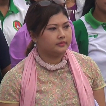 ကြံံ့ခိုင်ဖံ့ွဖြိုးရေးပါတီက ပြောရေးဆိုခွင့်ရှိသူ ဒေါ်ယဉ်မင်းမြင့်ဆွေ 