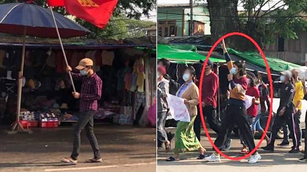 မိုးညှင်းမြို့မှာ သပိတ်စစ်ကြောင်းထွက်ချိန် လူငယ် နှစ်ဦး ဖမ်းဆီးခံရ