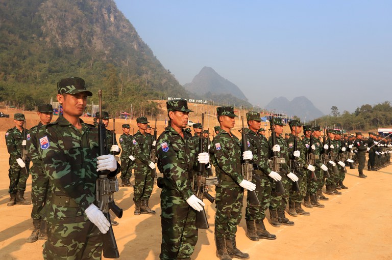 ကရင်အမျိုးသားအစည်းအရုံး KNU တပ်ဖွဲ့ဝင်များအား ၂၀၂၁ ခုနှစ် ဧပြီလ ၄ ရက်နေ့က တွေ့ရစဉ်။ (Photo: AFP)