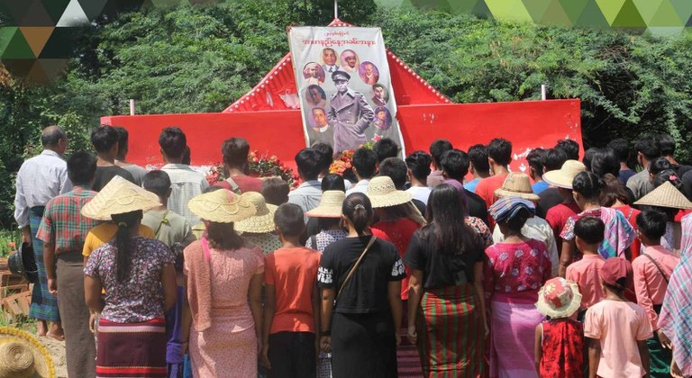 (၇၆) နှစ်မြောက် အာဇာနည်နေ့အခမ်းအနားကို စစ်ကိုင်းတိုင်းရှိ အာဇာနည်ဗိမာန်တွင် ၂၀၂၃ ခုနှစ်၊ ဇူလိုင်လ ၁၉ ရက်နေ့က ကျင်းပခဲ့စဉ်။ (Photo: SYP)