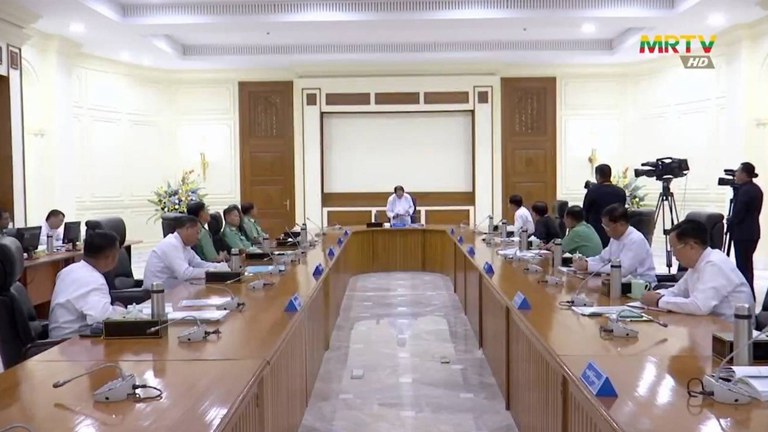 အမျိုးသားကာကွယ်ရေးနဲ့ လုံခြုံရေးကောင်စီ အစည်းအဝေးအား ၂၀၂၃ ခုနှစ် ဇူလိုင် ၃၁ ရက်နေ့က နေပြည်တော်တွင် ပြုလုပ်စဉ်။ (Photo: MRTV)
