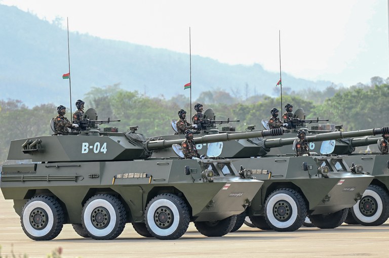 ၂ဝ၂၂ ခုနှစ် မတ်လ ၂၇ ရက်နေ့က နေပြည်တော်တွင် ကျင်းပသည့် ၇၇ နှစ်မြောက် တပ်မတော်နေ့အခမ်းအနား။ (Photo : AFP)