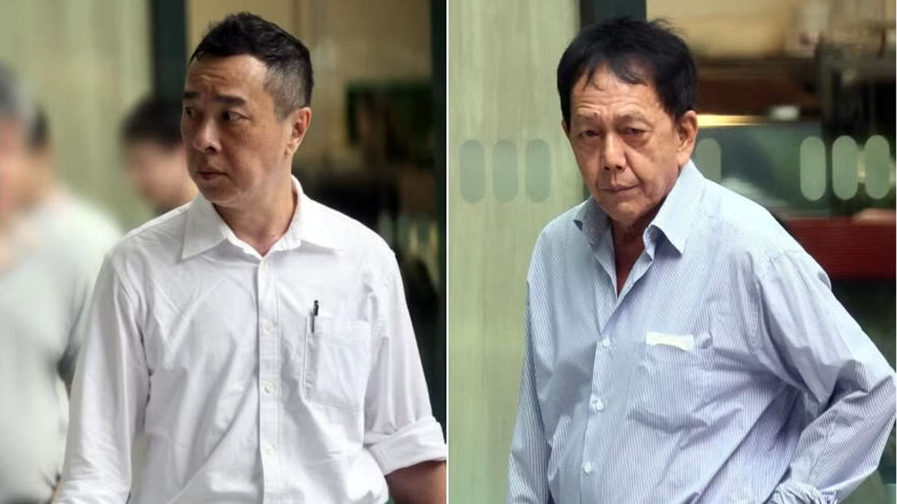 မြန်မာရေတပ်ကို ဆိုနာစနစ်တစ်ခု တရားမဝင် ရောင်းချခဲ့သည့် စင်ကာပူနိုင်ငံသားနှစ်ဦးအား တွေ့ရစဉ်။ (Photo: ST PHOTOS: KELVIN CHNG)