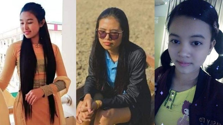 women-death ၂ဝ၂၂ ခုနှစ် မတ်လအတွင်း အကြမ်းဖက်မှုတိုက်ဖျက်ရေး ဥပဒေနှင့် နှစ်ရှည်ထောင်ဒဏ်များ ချမှတ်ခံခဲ့ရသော ထားဝယ်မြို့က မလင်းလက်ကြည်၊ မဆောင်းနှင်းဖြူနှင့် မအိခြူးခြူးမော် (ဝဲ မှ ယာ)။ (ဓာတ်ပုံ - ထားဝယ်နိုင်ငံရေးနိုင်ငံရေးအကျဉ်းသားများကွန်ရက်)