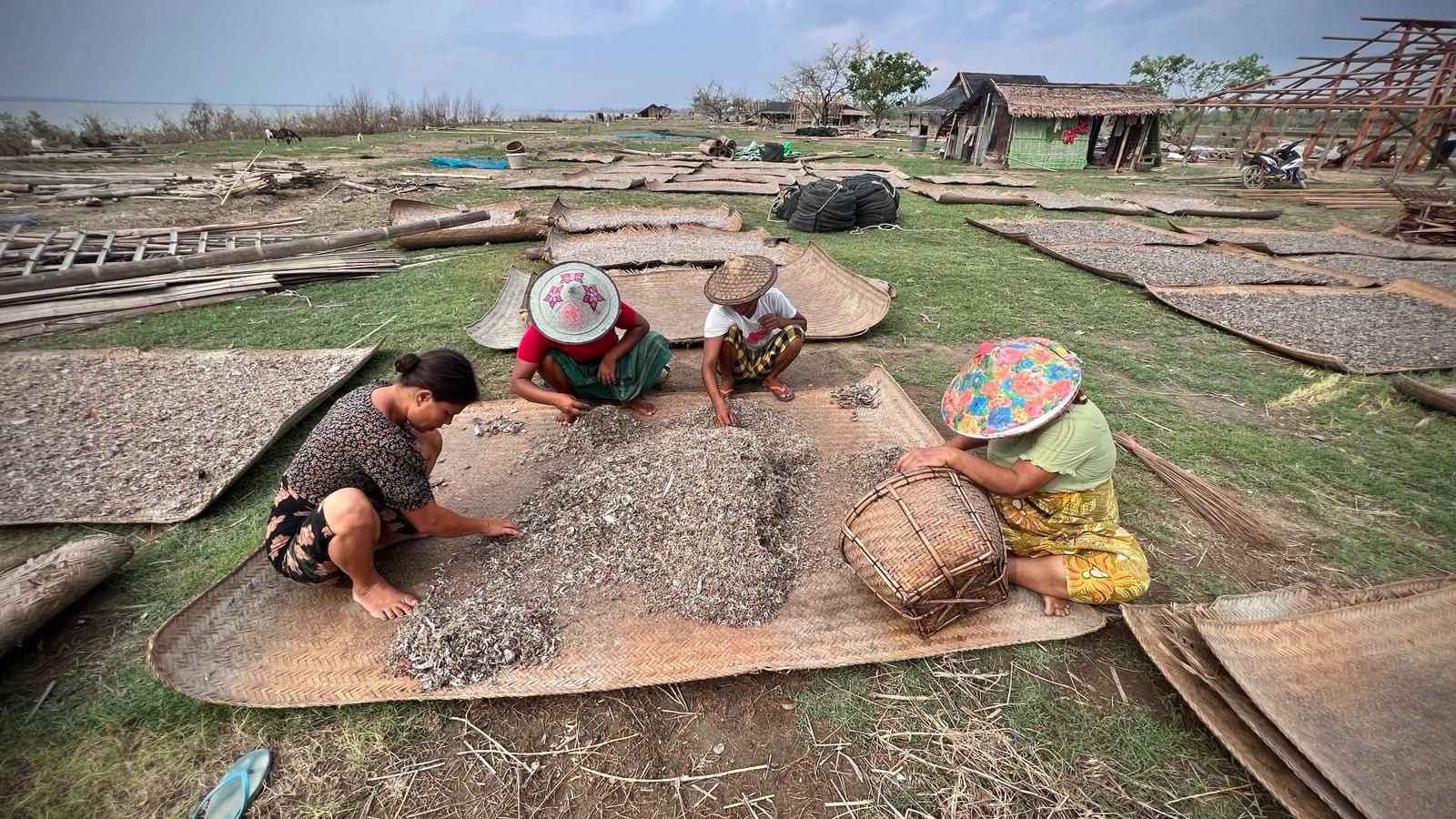 ရခိုင်ပြည်နယ်၊ စစ်တွေမြို့နယ်၊ လမ်းဘေးချောင်း ပိုက်ဆိပ် တံငါရွာတွင် နေထိုင်ကြသူများအား ၂၀၂၃ ခုနှစ်၊ ဇွန်လ ၆ ရက်နေ့က တွေ့ရစဉ်။ (Photo: RFA)
