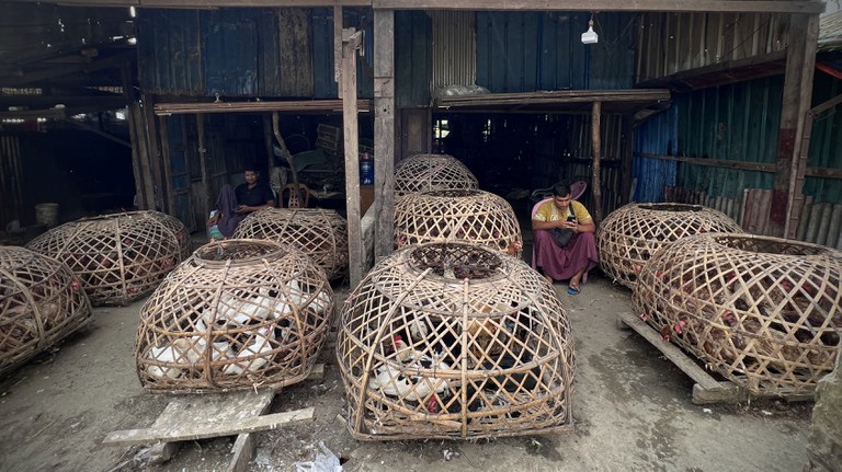 ရခိုင်ပြည်နယ် စစ်တွေမြို့ ဘုမေ မွတ်စလင်ရွာစျေးကို ၂၀၂၃ ခုနှစ် အောက်တိုဘာ ၉ ရက်နေ့က တွေ့ရစဉ်။ (Photo: RFA)