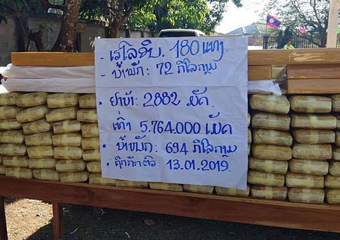 ຢາບ້າ ແລະ ເຮໂຣອິນ ທີ່ ຕໍາຣວດປາບປາມຢາເສບຕິດ ຍຶດມາໄດ້ ເມື່ອ ປີ 2019 
