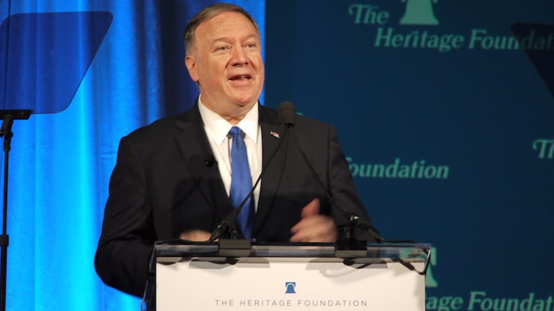 美国国务卿蓬佩奥22日表示,中国公司华为的扩张,是比原本设想更大更深层的挑战。(自由亚洲电台记者郑崇生摄)