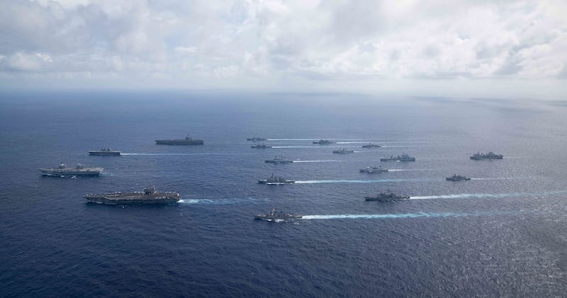 美英日加新荷六国军演 。(脸书图片/U.S. Pacific Fleet/U.S. Navy)