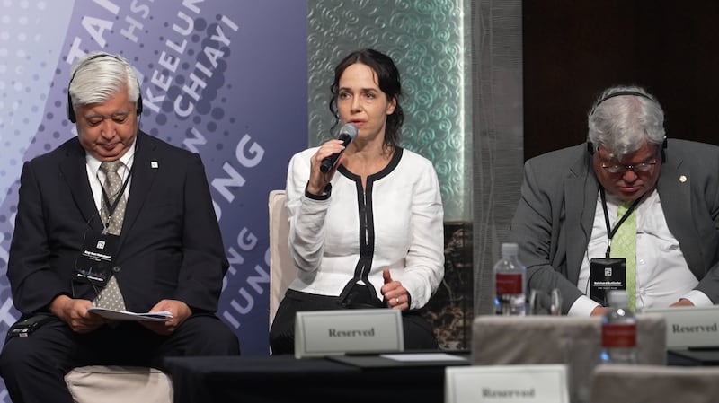 来自欧洲议会议员莱克斯曼(Miriam Lexmann)表示,她就是遭到中国代表在斯洛伐克试图施压的成员之一。(记者 陈建宏摄)