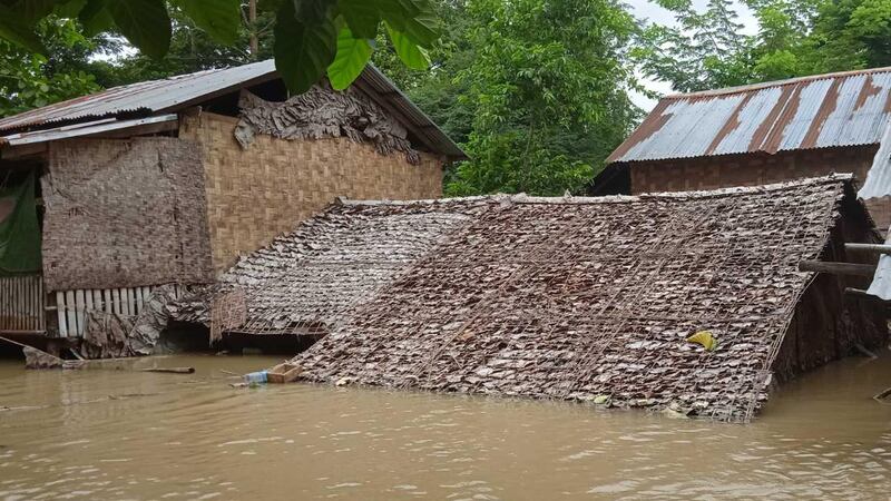 ပဲခူးတိုင်းအနောက်ခြမ်း မိုးညိုမြို့နယ်တွင် ရေကြီးနစ်မြုပ်နေသည်ကို ၂၀၂၄ ခုနှစ်၊ ဇူလိုင်လ ၁၉ ရက်နေ့က တွေ့ရစဥ်။ (Citizen Photo)