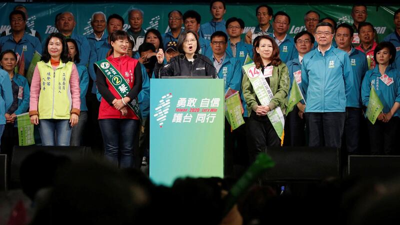 2020年1月7日,台湾总统蔡英文在彰化市竞选活动中。(路透社)