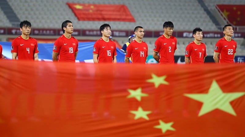在2021年10月13日举行的世界杯预赛中失利的中国男足(路透社图片)