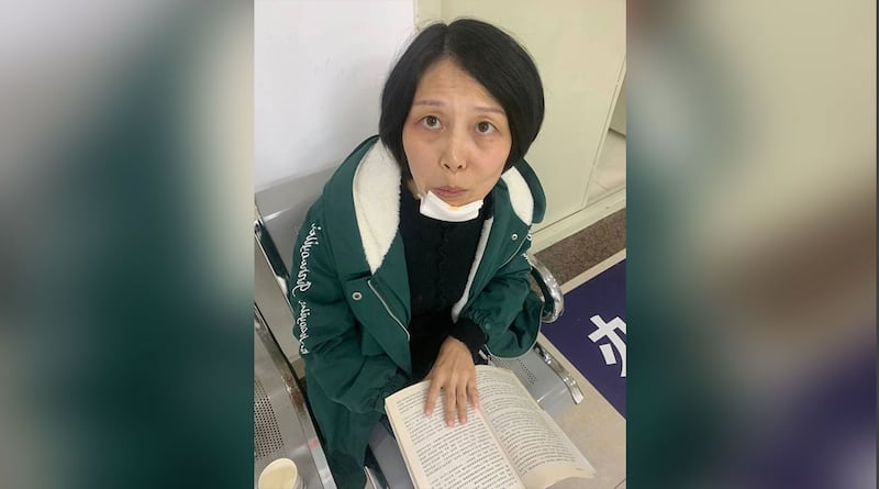 秋雨教会舒姐妹被警察强行进入家里带走,额头、下巴等多处被殴伤。(志愿者提供)