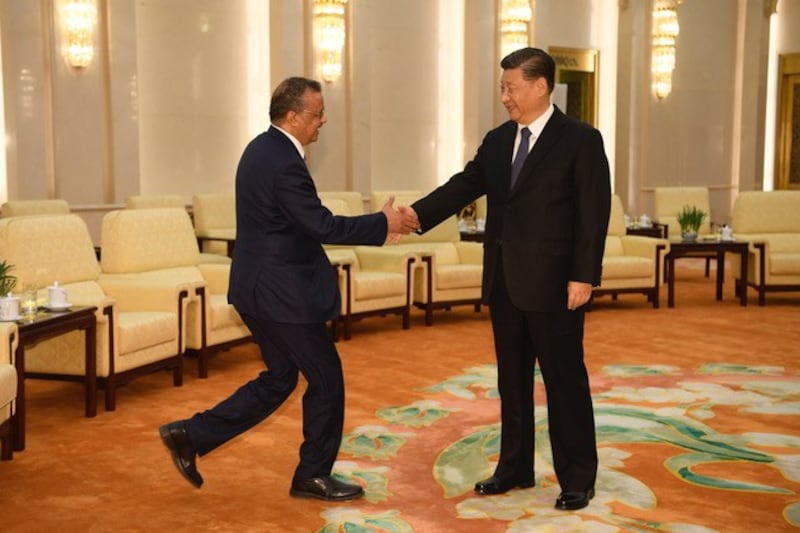 世界卫生组织总干事谭德塞说中国的防疫能力、速度令人超乎想像,所有人都应该对中国表示感谢。(法新社)