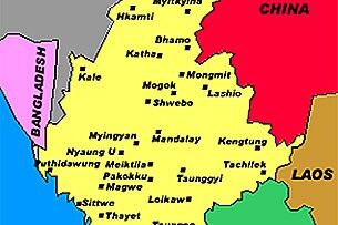 မြန်မာနိုင်ငံတဝန်း အကျဉ်းထောင်များ တည်နေရာပြ မြေပုံ ဖြစ်ပါသည်။ နာမည်ဆိုးဖြင့် ကမ္ဘာကျော်သော အင်းစိန်ထောင်ကို အနီရောင် အမှတ်အသား ပြထားပါသည်။ (Map: AAPP)