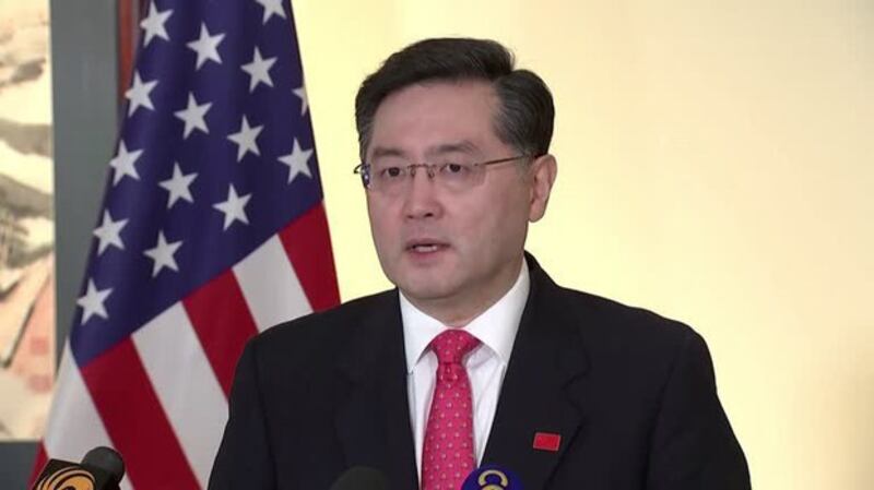 现任中国驻美大使秦刚2022年12月30日被任命为中国外交部长(路透社视频截图)