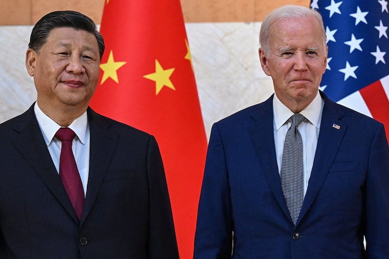 2022年11月14日,拜登和习近平在G20会晤。(法新社)