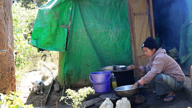 ကယားပြည်နယ် ဒီးမော့ဆိုမြို့နယ်က စစ်ဘေးဒုက္ခသည်စခန်းတွင် တွေ့ရသည့် ဒေါ်ဗစ်ဂျီးနီးယား။ (Photo: RFA)