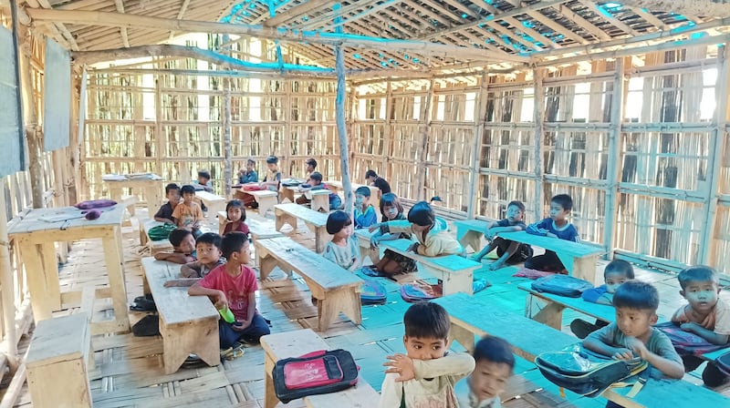 ချင်းပြည်နယ်၊ ပလက်ဝမြို့နယ်ရှိ စာသင်ကျောင်းတစ်ကျောင်းအား ၂၀၂၃ ခုနှစ် ဇွန်လ ၂၃ ရက်နေ့က တွေ့ရစဉ်။ (Photo: Paletwa Township Education Board)