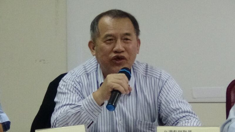 台湾教师联盟常务监事温贵琳。(记者夏小华摄)