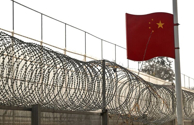 The border wall between China and Myanmar in Ruili, west Yunnan province, China on Jan. 14, 2023. (Noel Celis/AFP)
