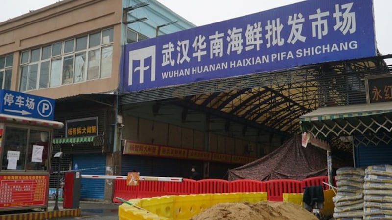 新冠病毒爆发后,武汉华南海鲜市场被清理,以致研究人员无法调查。(美联社)