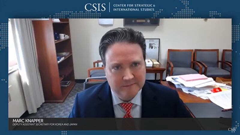 美国国务院负责东亚太平洋事务的副助理国务卿马克·纳珀(Marc Knapper)表示,在与盟国对话时必须将中国作为重要议题。(视频截图)