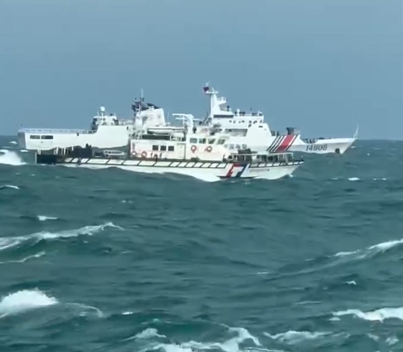 台湾的海委会海巡署金马澎分署周二证实,再次侦获4艘中国海警船侵扰金门水域,这已是中方在五月的第9度侵扰行动。(图源:台湾的海委会海巡署)