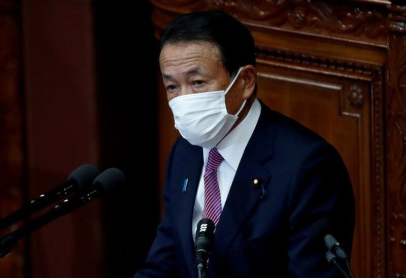 日本副首相麻生太郎表示,中国如果攻击台湾,日本有可能行使受限的集体自卫权。(路透社资料照)