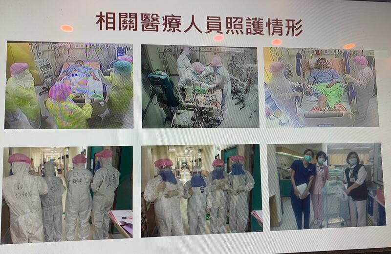 台大医护团队照顾A先生的情况。(记者夏小华翻摄)