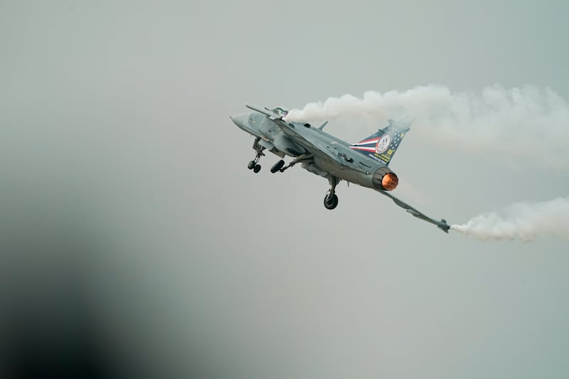 A JAS-39 Gripen takes off from Don Meaung Air Base on March 7, 2025.