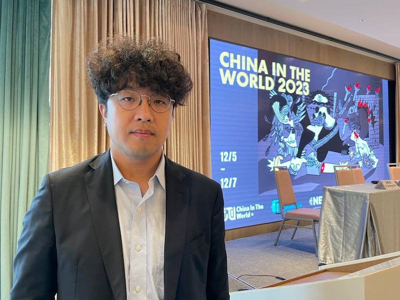 沈伯洋表示,中国是透过介选,测试各种针对台湾认知作战方法的成果。(陈子非摄)