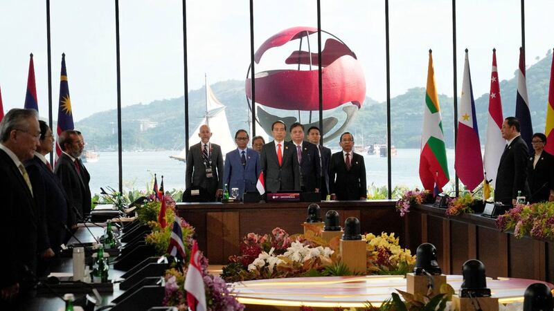 ၄၂ ကြိမ်မြောက် အာဆီယံထိပ်သီးအစည်းအဝေးအား အင်ဒိုနီးရှားနိုင်ငံ၊ Labuan Bajo မြို့တွင် ၂၀၂၃ ခုနှစ် မေလ ၁၀ ရက်နေ့က ကျင်းပခဲ့စဉ်။ (Photo: ACHMAD IBRAHIM / POOL / AFP)