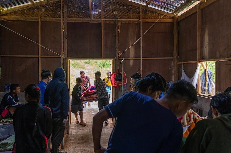 A post-surgery recovery ward at a makeshift hospital in Demoso, Kayah state, Myanmar, Nov. 6, 2024.