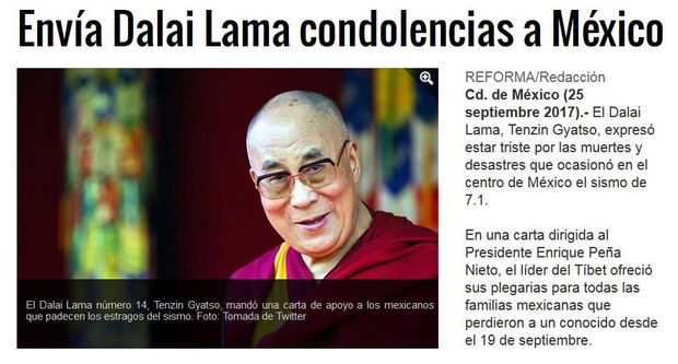 ༧གོང་ས་མཆོག་གིས་མེཀ་སི་ཀོའི་ནང་ས་ཡོམ་གྱིས་གོད་ཆག་བྱུང་བར་ཐུགས་གསོའི་གསུང་འཕྲིན་བསྩལ་བ་ཡུལ་དེའི་གྲགས་ཆེའི་གསར་ལམ་དུ་བཀོད་པ། ༢༠༡༧།༩ ༧གོང་ས་མཆོག་གིས་མེཀ་སི་ཀོའི་ནང་ས་ཡོམ་གྱིས་གོད་ཆག་བྱུང་བར་ཐུགས་གསོའི་གསུང་འཕྲིན་བསྩལ་བ་ཡུལ་དེའི་གྲགས་ཆེའི་གསར་ལམ་དུ་བཀོད་པ། ༢༠༡༧།༩