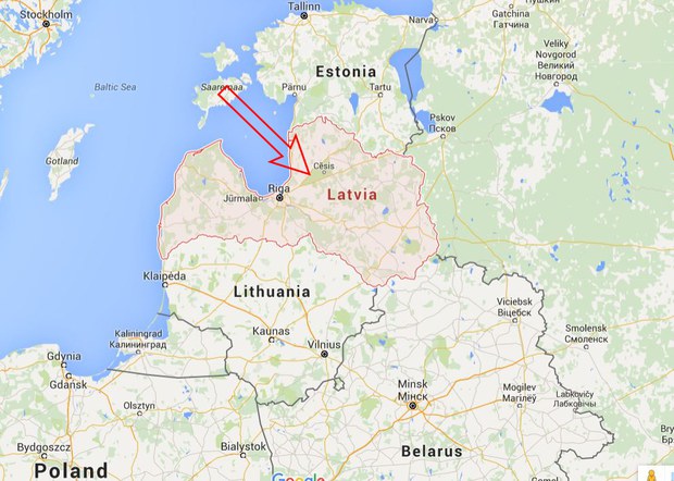 ཤར་ཡོ་རོབ་ཀྱི་ལ་ཏི་ཝི་ཡེའི་Latvia་རྒྱལ་ཁབ་ཀྱི་ས་ཁྲ།
