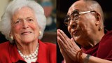 ཨ་རིའི་སྲིད་འཛིན་ཟུར་པ་སྐུ་ཞབས་(George W. Bush)མཆོག་གི་ཡུམ་(Barbara Bush) མཆོག་དང་༧གོང་ས་མཆོག་གི་སྐུ་པར་བསྒྲིགས་མ། 