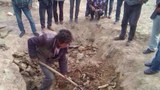 ས་གནས་བོད་མི་ཚོས་ས་དོང་ལ་སྦས་བའི་ཉ་རུལ་བ་བཏོན་བཞིན་པ། ༢༠༡༤།༤