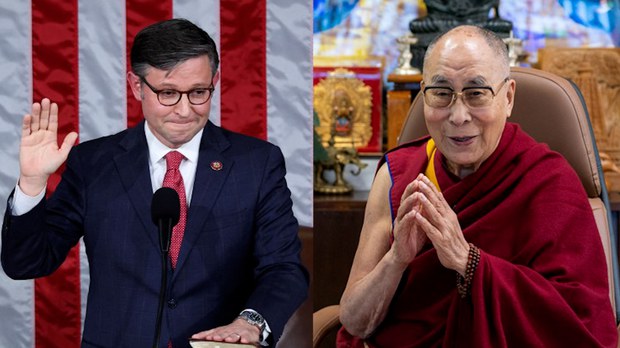 སྤྱི་ནོར་༧གོང་ས་སྐྱབས་མགོན་ཆེན་པོ་མཆོག་གིས་ཨ་མི་རི་ཀའི་གྲོས་ཚོགས་ཀྱི་ཚོགས་གཙོ་གསར་པ་Mike Johnsonལགས་སུ་འཚམས་འདྲིའི་བཀའ་ཡིག་བསྩལ་གནང་མཛད་ཡོད་པ། སྤྱི་ནོར་༧གོང་ས་སྐྱབས་མགོན་ཆེན་པོ་མཆོག་གིས་ཨ་མི་རི་ཀའི་གྲོས་ཚོགས་ཀྱི་ཚོགས་གཙོ་གསར་པ་Mike Johnsonལགས་སུ་འཚམས་འདྲིའི་བཀའ་ཡིག་བསྩལ་གནང་མཛད་ཡོད་པ།