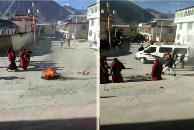 རྟའུ་ཉ་མཚོ་དགོན་པའི་སྐལ་བཟང་ཡེ་ཤེས་ལགས་ཀྱིས་རང་ལུས་མེར་བསྲེགས་གཏོང་སྐབས། ༢༠༡༤།༡༢།༢༣