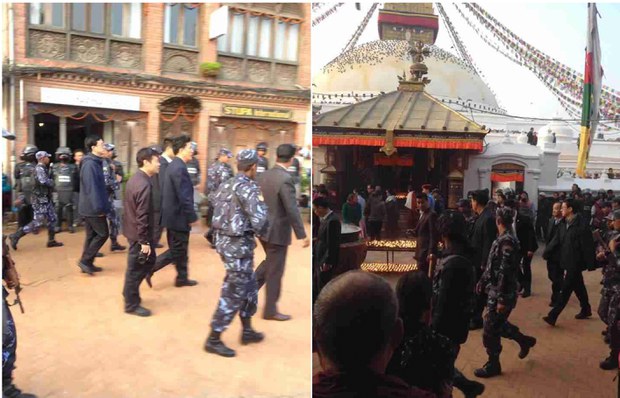 བོད་རང་སྐྱོང་ལྗོངས་ཟེར་བའི་འགོ་ཁྲིད་བློ་བཟང་རྒྱ་མཚན་བལ་ཡུལ་གྱི་མཆོད་རྟེན་བྱ་རུང་ཁ་ཤོར་གྱི་སྐོར་ལམ་ལ་བསྐྱོད་བཞིན་པ། ༢༠༡༤།༡༠།༣༡