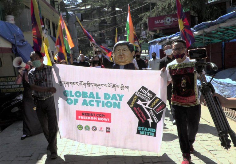 རྒྱ་གར་རྡ་རམ་སཱ་ལར་རྒྱ་ནག་གཞུང་ལ་ངོ་རྒོལ་ལས་འགུལ་སྐབས། ༡༠།༡།༢༠༢༠ 