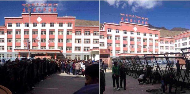 ཀན་ལྷོ་བསང་ཆུ་རྫོང་གི་སྲིད་གཞུང་མདུན་ངོ་རྒོལ་བྱེད་བཞིན་པའི་སྐབས། ༢༠༡༤།༡༡།༣