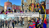 ཧྥ་རན་སིའི་གྷུའི་མེཊི་ (Guimet) འགྲེམས་སྟོན་ཁང་གི་མདུན་དུ་བོད་མི་ཚོས་མུ་མཐུད་ངོ་རྒོལ་སྐད་འབོད་བྱས་འདུག