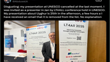 མཉམ་འབྲེལ་རྒྱལ་ཚོགས་ཀྱིས་པེ་རིསི་ཡི་སྐད་ཡིག་གླེང་སྟེགས་སུ་ཡུ་གུར་མཁས་དབང་ཞིག་གི་གཏམ་བཤད་གློ་བུར་དུ་མེད་པར་བཟོས་འདུག