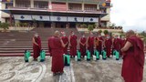དགའ་ལྡན་ཤར་རྩེ་གྲྭ་ཚང་གི་དགེ་འདུན་པ་ཚོས་ཏོག་དབྱིབས་ནད་ཡམས་སྔོན་འགོག་དང་དུག་སེལ་བྱེད་བཞིན་པ། ༢༠༢༠།༦