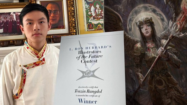 བོད་རིགས་ན་གཞོན་བསྟན་འཛིན་རང་གྲོལ་ལགས་ལ་རྟོག་བཟོ་དང་གསར་གཏོད་ཀྱི་རི་མོའི་སྒྱུ་རྩལ་འགྲན་བསྡུར་གྱི་གཟེངས་རྟགས་ཐོབ་པ། བོད་རིགས་ན་གཞོན་བསྟན་འཛིན་རང་གྲོལ་ལགས་ལ་རྟོག་བཟོ་དང་གསར་གཏོད་ཀྱི་རི་མོའི་སྒྱུ་རྩལ་འགྲན་བསྡུར་གྱི་གཟེངས་རྟགས་ཐོབ་པ།