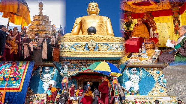 ལ་དྭགས་སྟོག་དགོན་པ་དང་། སྟོན་པའི་སྐུ་བརྙན་མཐོ་ཚད་ཕིཊི་ ༧༡ ཅན།